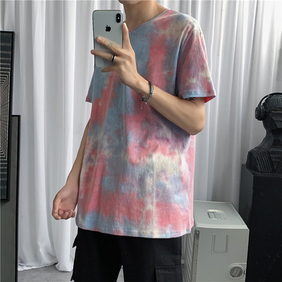 Tricou bărbătesc colorat în patru culori cu mâneci scurte