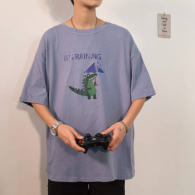 Καλοκαιρινό φαρδύ μπλουζάκι με χρωματιστό απλικέ και 3/4 μανίκια