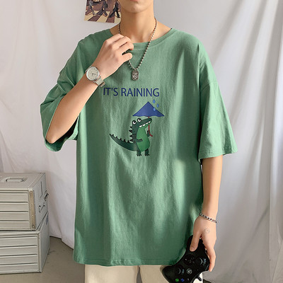 Καλοκαιρινό φαρδύ μπλουζάκι με χρωματιστό απλικέ και 3/4 μανίκια