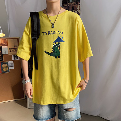 Καλοκαιρινό φαρδύ μπλουζάκι με χρωματιστό απλικέ και 3/4 μανίκια