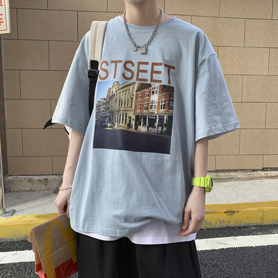 Tricou lat de vară cu aplicație colorată pentru bărbați