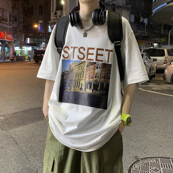 Tricou lat de vară cu aplicație colorată pentru bărbați