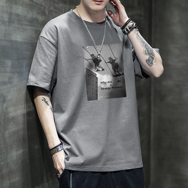 Tricou de vara model nou cu imprimeu si decolteu oval