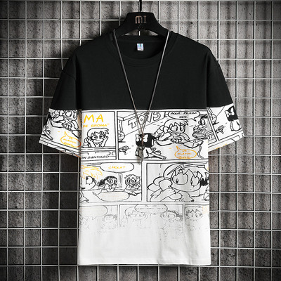 Ανδρικό φαρδιά μπλουζάκι με απλικέ και κοντά μανίκια