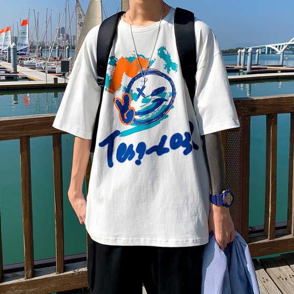 Tricou larg de vara cu imprimeu color