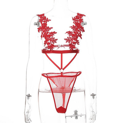 Set intim elegant pentru femei, cu broderie din două piese