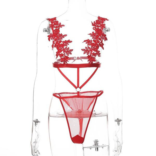 Set intim elegant pentru femei, cu broderie din două piese