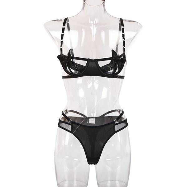 Set intim de dama cu broderie din doua piese