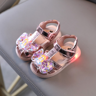 Sandale luminoase pentru copii cu panglica 3D