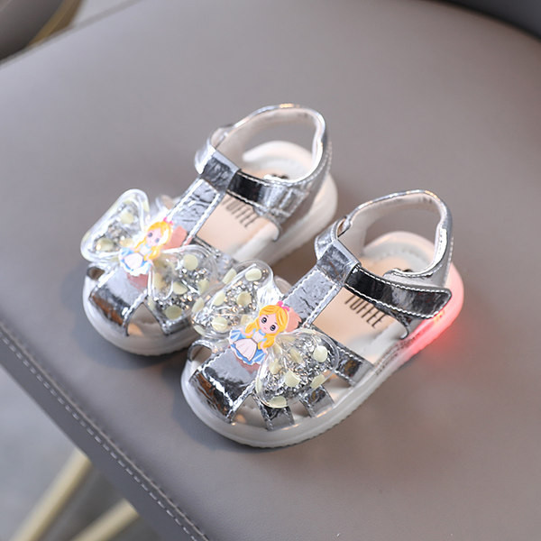 Sandale luminoase pentru copii cu panglica 3D