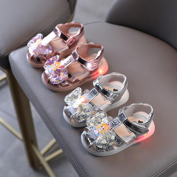 Sandale luminoase pentru copii cu panglica 3D