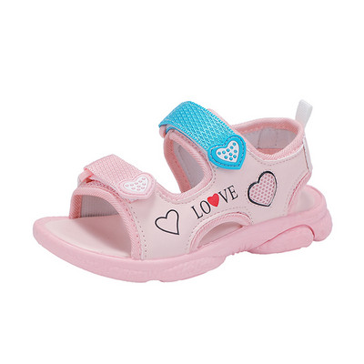 Sandale casual pentru copii cu aplicație și închidere cu velcro