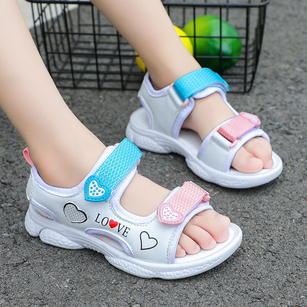 Sandale casual pentru copii cu aplicație și închidere cu velcro