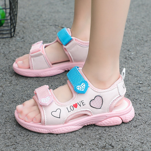 Sandale casual pentru copii cu aplicație și închidere cu velcro