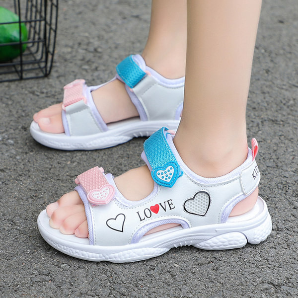 Sandale casual pentru copii cu aplicație și închidere cu velcro