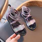 Sandale pentru copii actuale cu pietre și fermoar