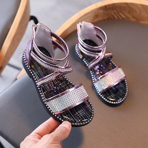 Sandale pentru copii actuale cu pietre și fermoar