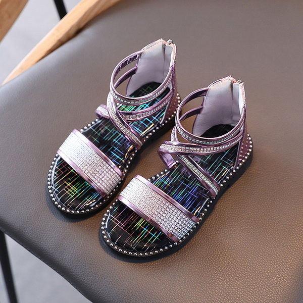Sandale pentru copii actuale cu pietre și fermoar