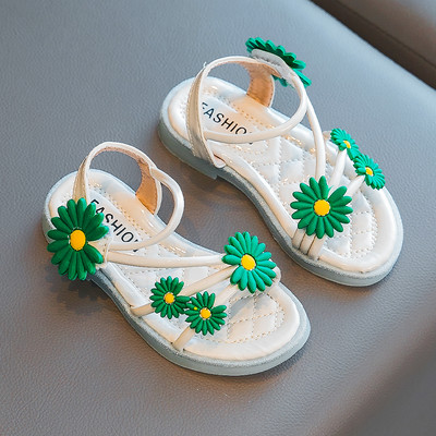 Παιδικά σανδάλια με λουλούδια 3D και επίπεδη σόλα