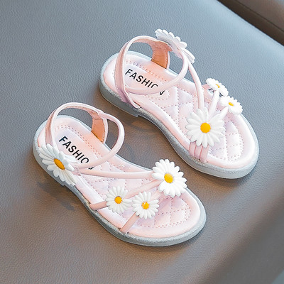 Παιδικά σανδάλια με λουλούδια 3D και επίπεδη σόλα