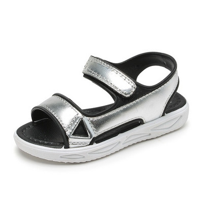 Dječje sandale sa sjajnim efektom i čičak zakrpama