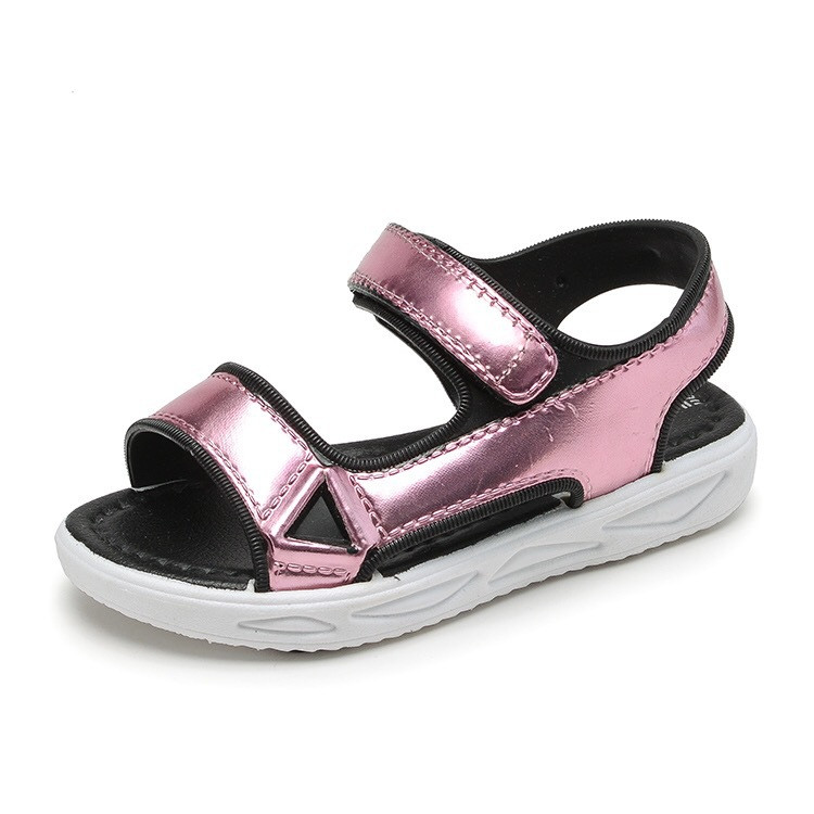 Dječje sandale sa sjajnim efektom i čičak zakrpama