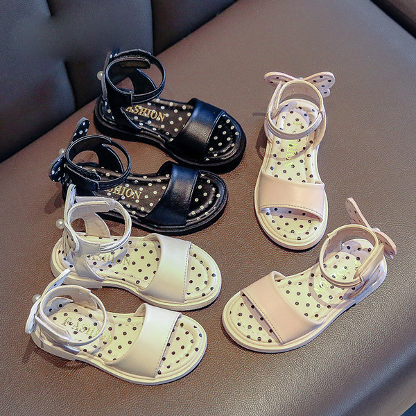 Model nou de sandale din piele pentru copii cu element 3D - trei culori