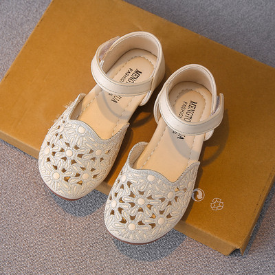 Sandale pentru copii cu talpă plată și broderie