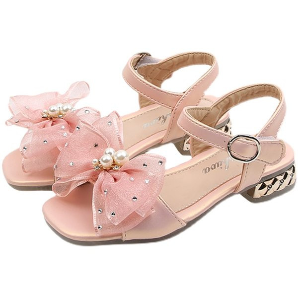 Sandale casual pentru copii cu perle si panglica in trei culori