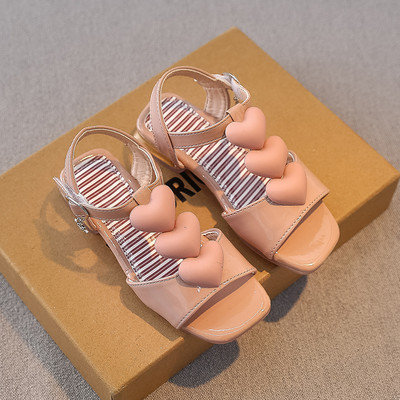 Sandale pentru copii cu cataramă și decor inimă