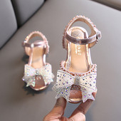 Sandale pentru copii pentru fete - cu pietre si panglica