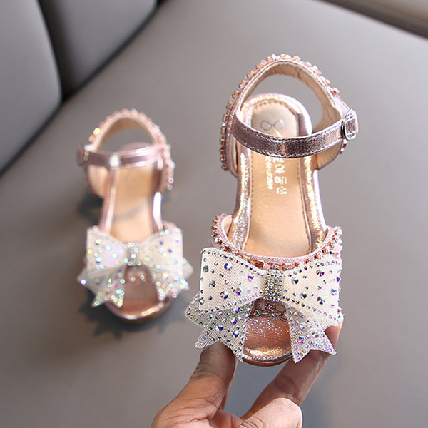 Sandale pentru copii pentru fete - cu pietre si panglica
