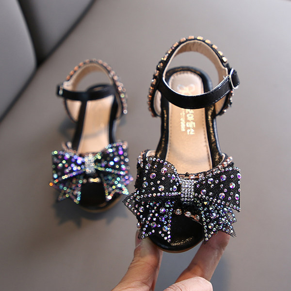 Sandale pentru copii pentru fete - cu pietre si panglica