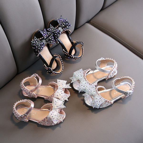Sandale pentru copii pentru fete - cu pietre si panglica