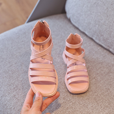 Sandale pentru copii cu fermoar și talpă plată în mai multe culori