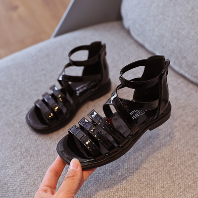 Sandale pentru copii cu fermoar și talpă plată în mai multe culori