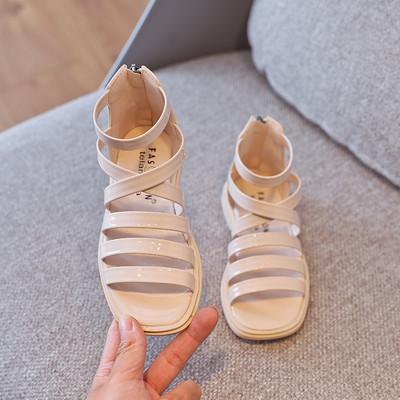 Sandale pentru copii cu fermoar și talpă plată în mai multe culori