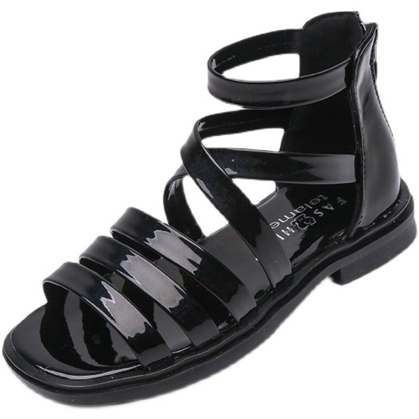 Sandale pentru copii cu fermoar și talpă plată în mai multe culori