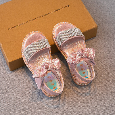 Sandale copii cu pietre si panglica pentru fete