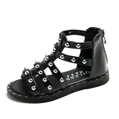 Sandale moderne pentru fete cu carouri metalice