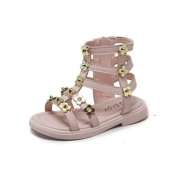 Sandale moderne cu flori și fermoar