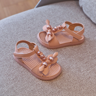 Sandale casual pentru copii cu perle si plasture in doua culori