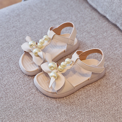 Sandale casual pentru copii cu perle si plasture in doua culori