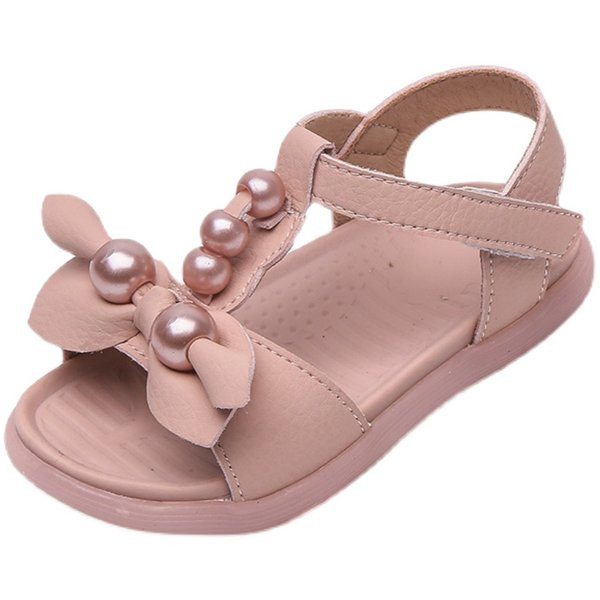 Sandale casual pentru copii cu perle si plasture in doua culori