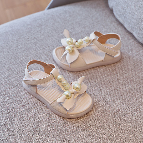 Sandale casual pentru copii cu perle si plasture in doua culori