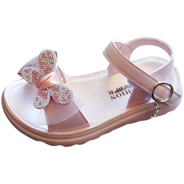 Kolmes värvitoonis 3D elemendi ja lameda tallaga laste sandaalid