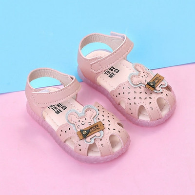 Sandale pentru copii din piele ecologică cu ursuleț de pluș