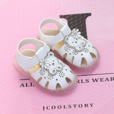 Sandale pentru copii din piele ecologică cu ursuleț de pluș