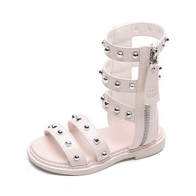 Παιδικά σανδάλια με μεταλλικά στοιχεία και φερμουάρ