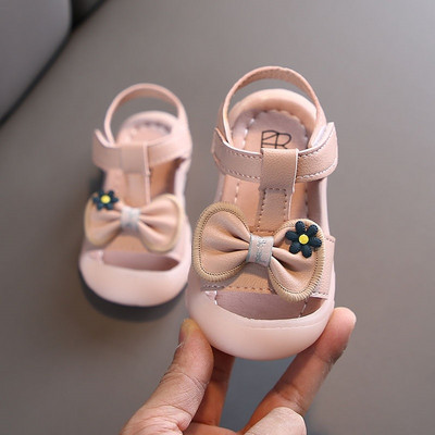 Sandale pentru copii din piele ecologica cu flori si perle